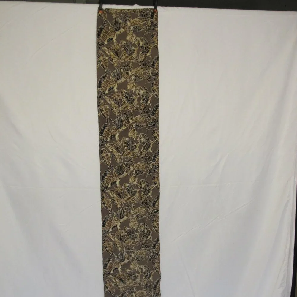 Tan silk scarf with leaves